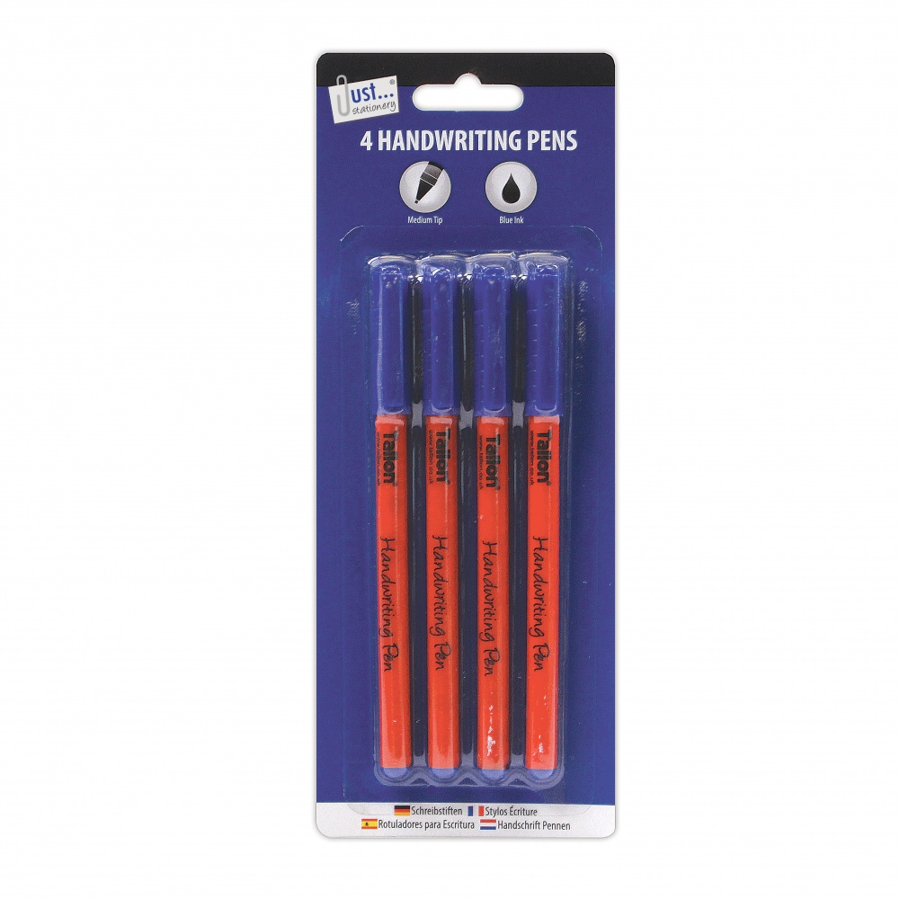 4 Hand Writing Pens, Blue ink only