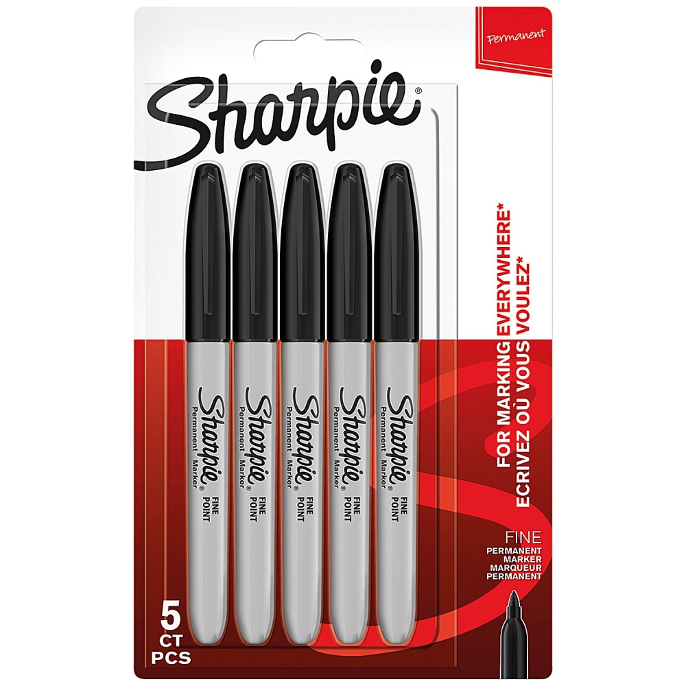 Sharpie Fine Permanent Marker Black Carded 5pc.