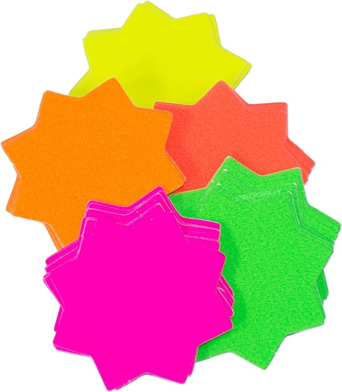 County Fluorescent Stars 60mm Pack of 60