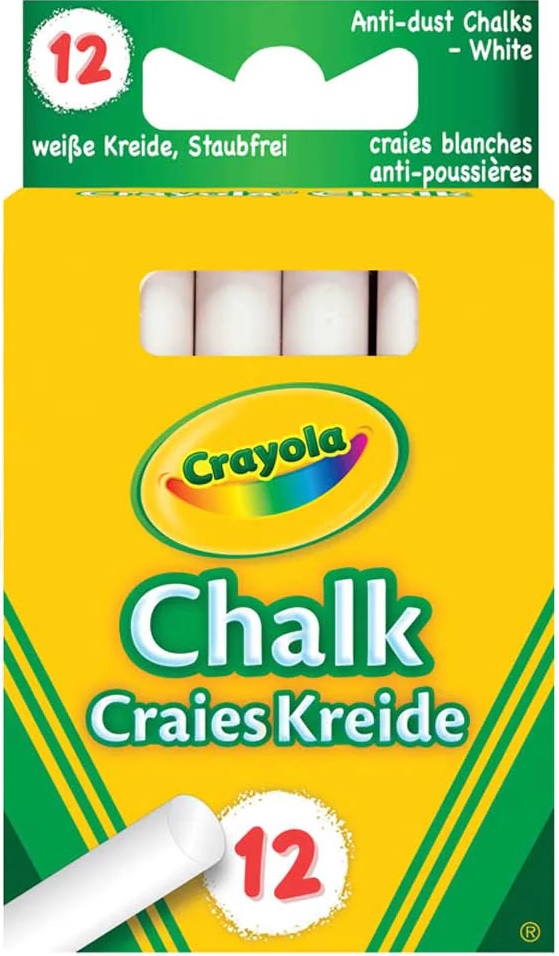 12 Crayola White Chalks, Anti Dust