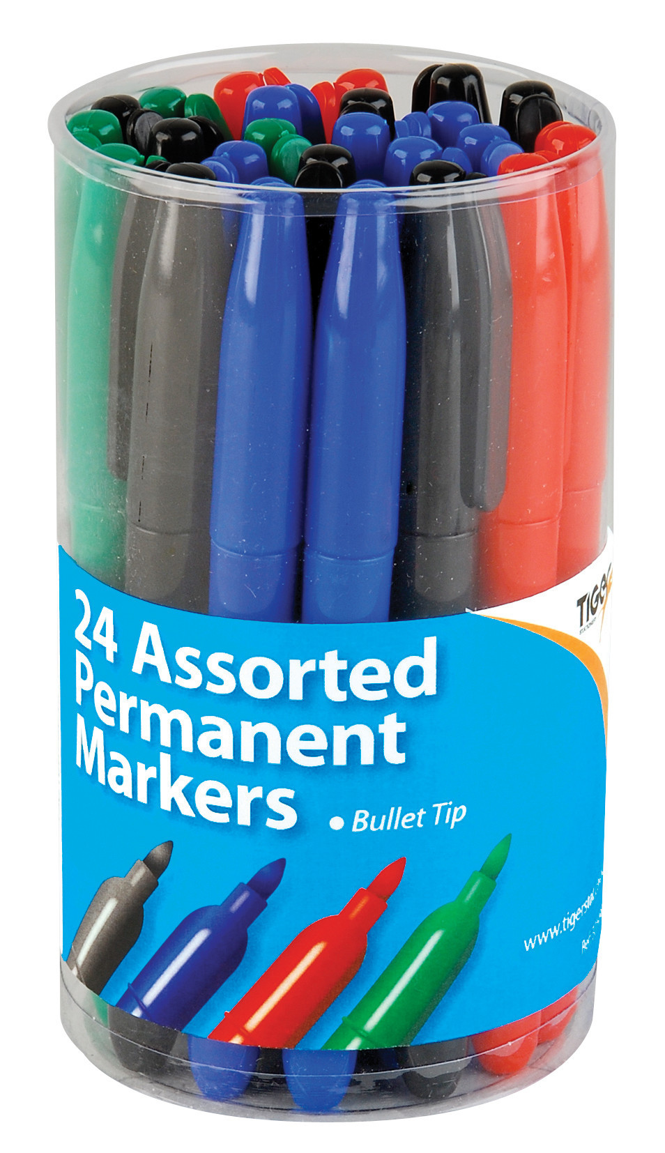 Tiger Permanent Slim Marker, 2mm Bullet Point, Assorted