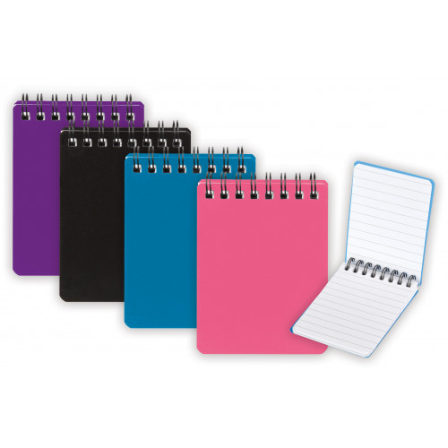 A7 Polyprop Covered Twin Wire Notebook, 70gsm, 140 Pages, 4 Ass Colours