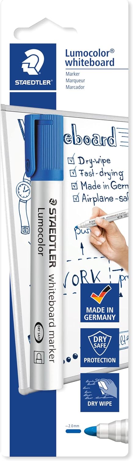 Whiteboard Markers, Blue, Hanging Card Pack of 10