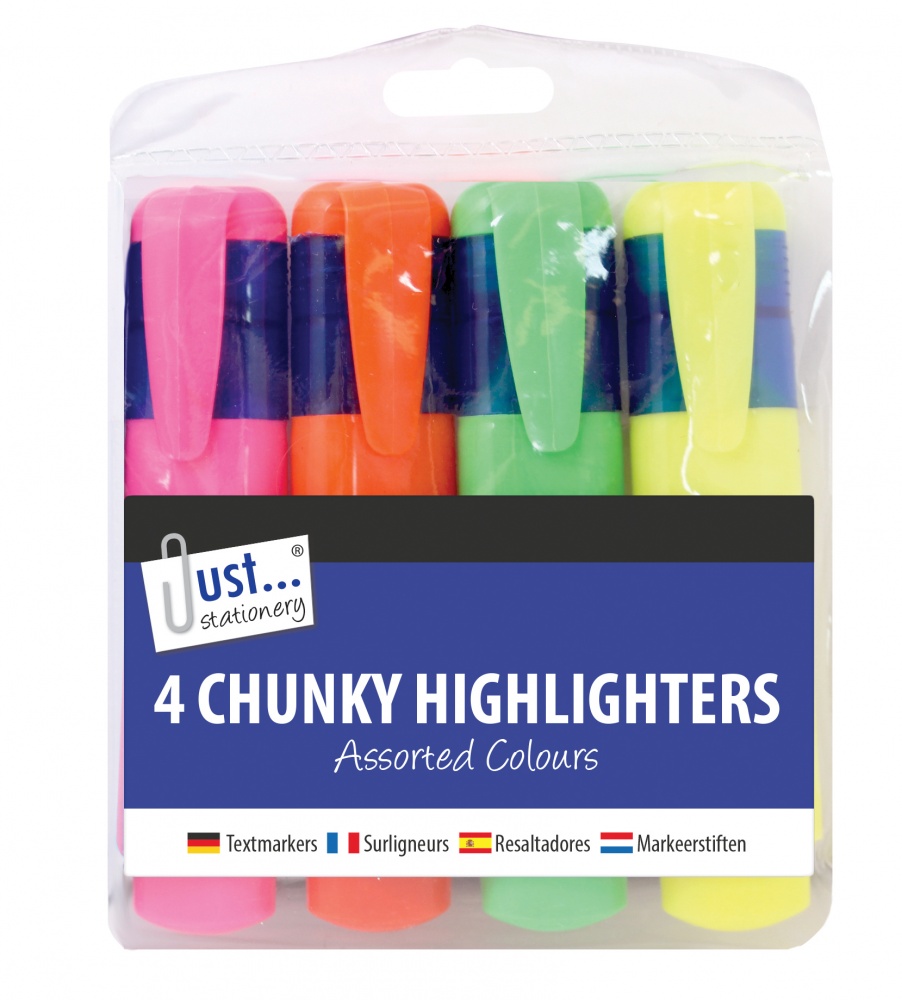 4 Chunky Highlighters Assorted Neon Colours