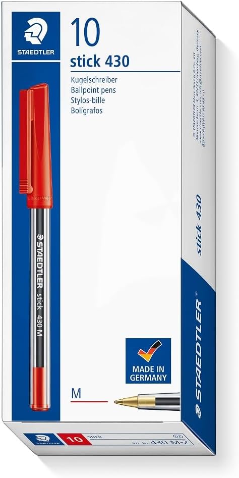 430 Stick Ball Red Pens, Box Display Pack of 50