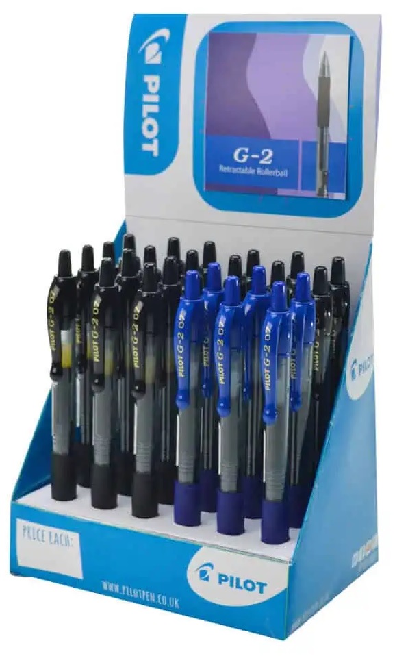 Pilot G2 Retractable Grip Gel Ink Rollerball Display Black & Blue 24's