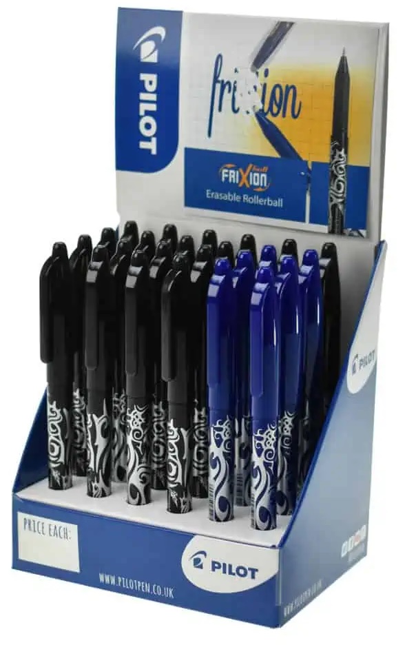 Pilot Frixion 0.7mm Rollerball 18x Black 6x Blue Display