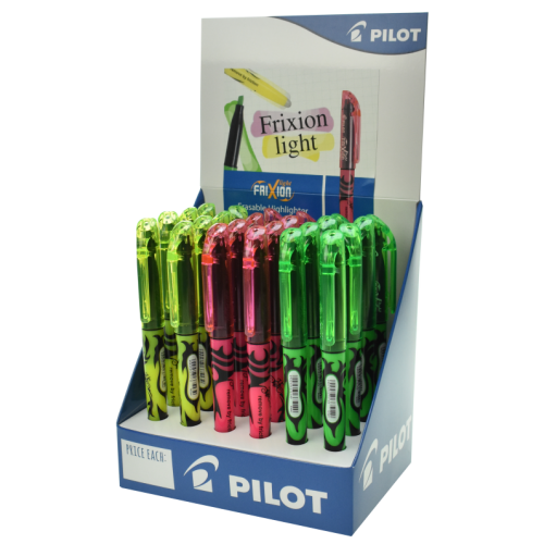 Pilot Frixion Light Erasable Highligter 8x Yellow, 8x Pink, 8x Green Display