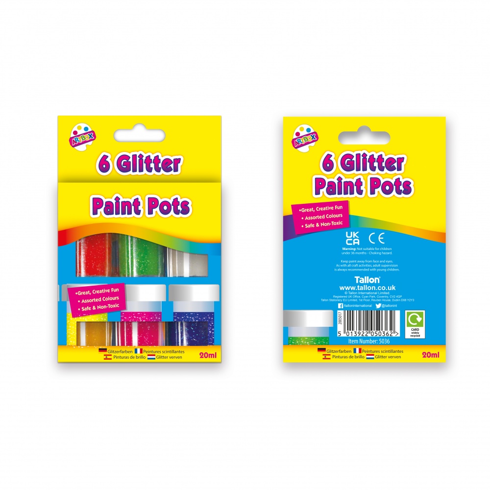 6 x 20ml Glitter Paint Pots