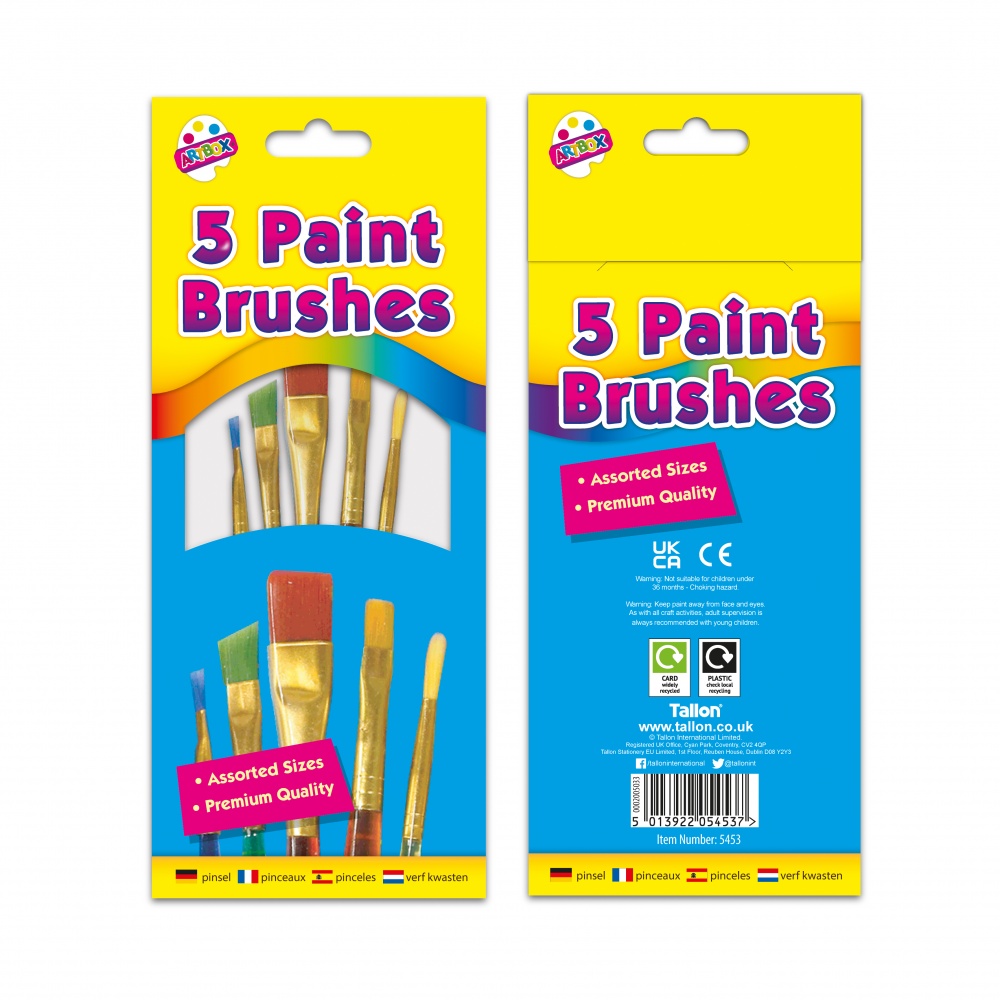 5 Assorted Paint Brushes