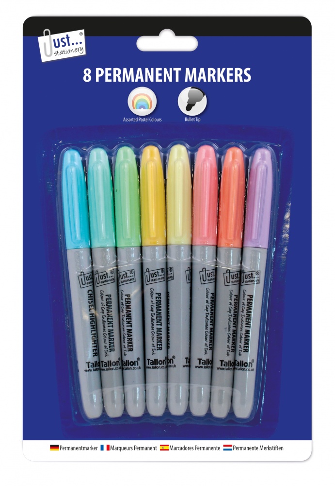 8 Pastel Coloured Permanent Markers