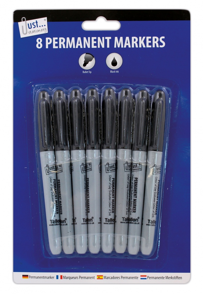 8 Black  Permanent Markers