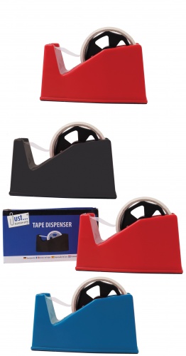 Desk tape Dispenser, Large: Black, Red, Blue