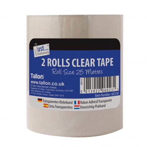 2 by 25m Rolls by 48mm Clear Tape