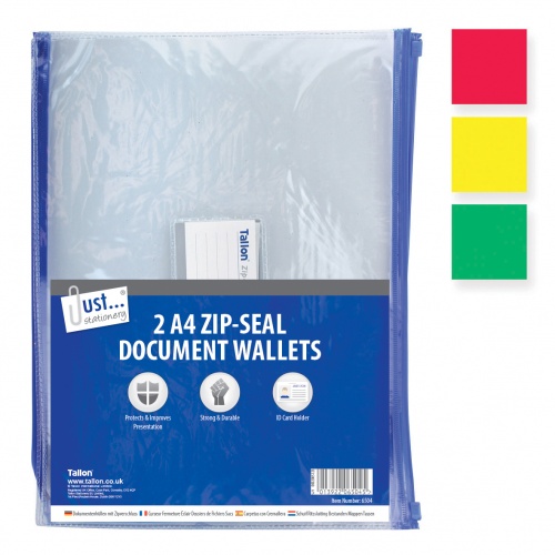 2 A4 Zip Top Document  Wallets