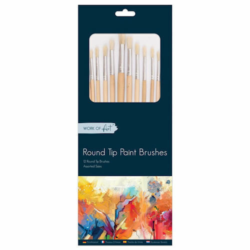 12 Artist Round Natural Bristle Brushes