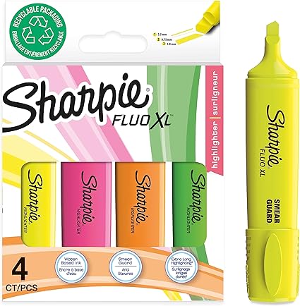 Sharpie Highlighter Fluo XL Pack of 4