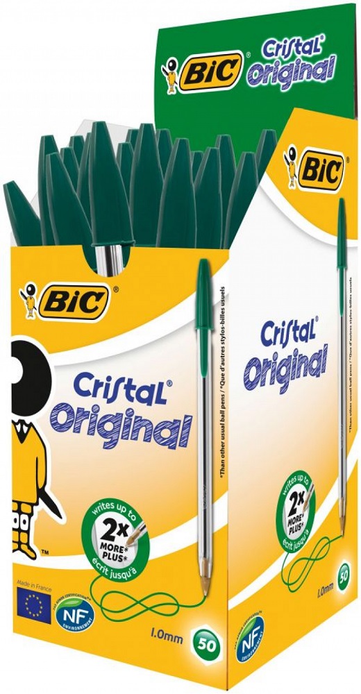 BiC Cristal Medium Ballpen, Green Box of 50