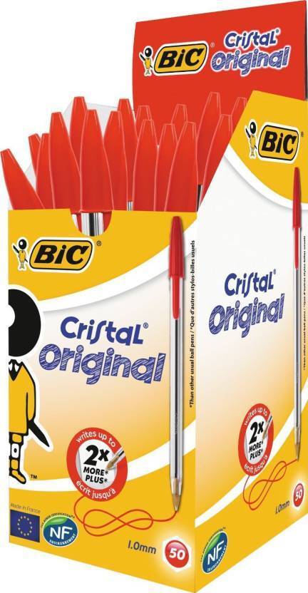 BiC Cristal Medium Ballpen, Red Box of 50