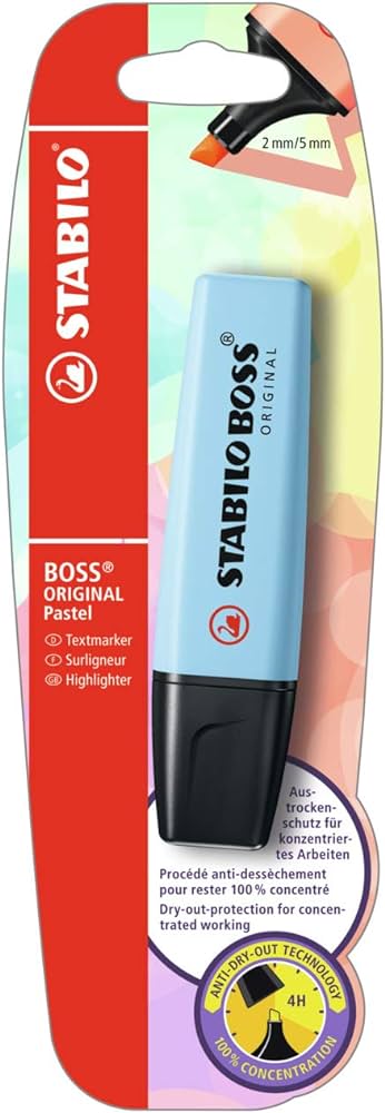 STABILO Boss Original Highlighter, Blue, Hanging Card