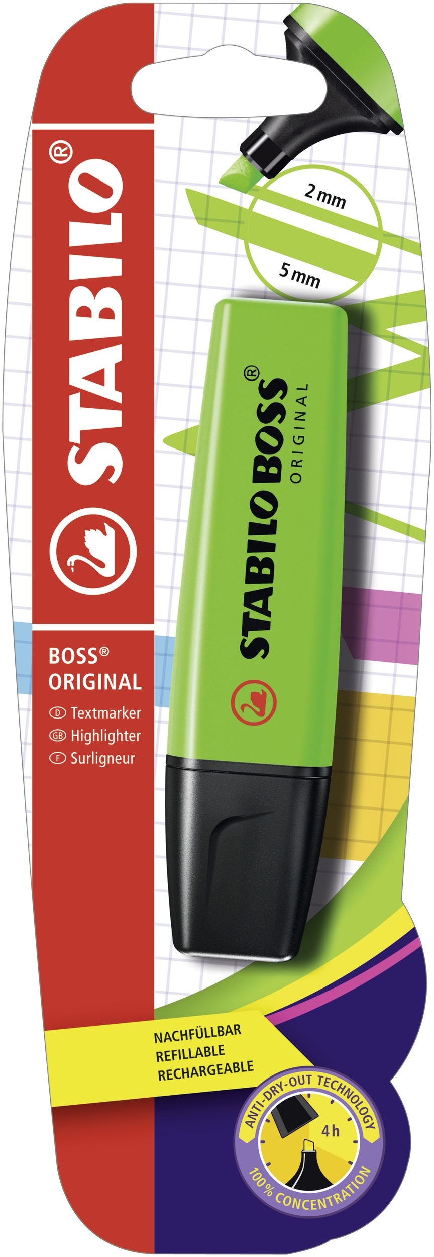 STABILO Boss Original Highlighter, Green, Hanging Card