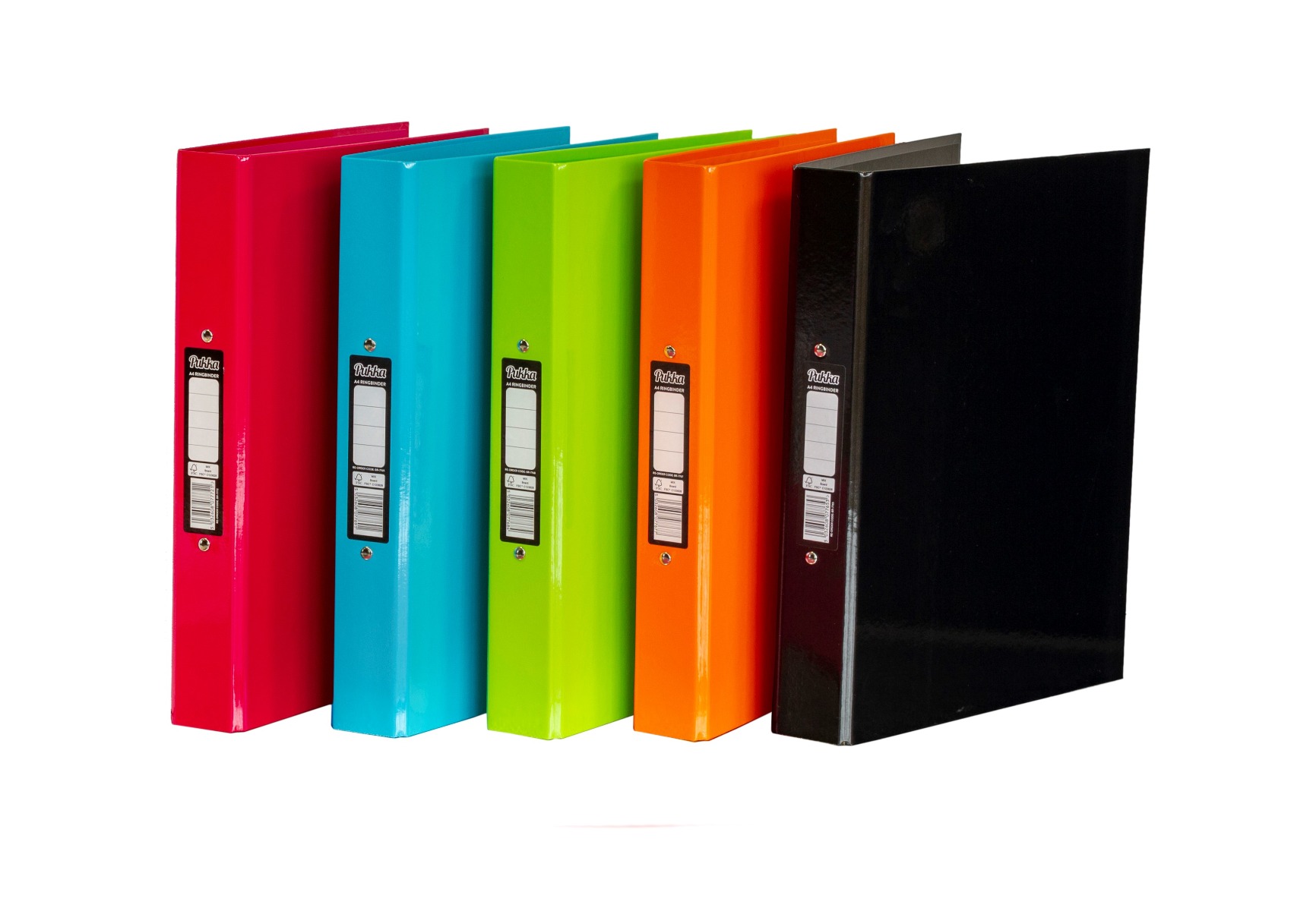 Brights A4 Ring Binder Assorted Pack of 10 (3 x Black, 2 x Blue, 1 x Orange, 2 x Green,  2 x Pink)