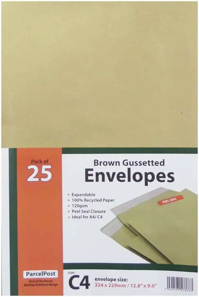 ParcelPost Gussetted C4 (229 x 324mm) Envelope