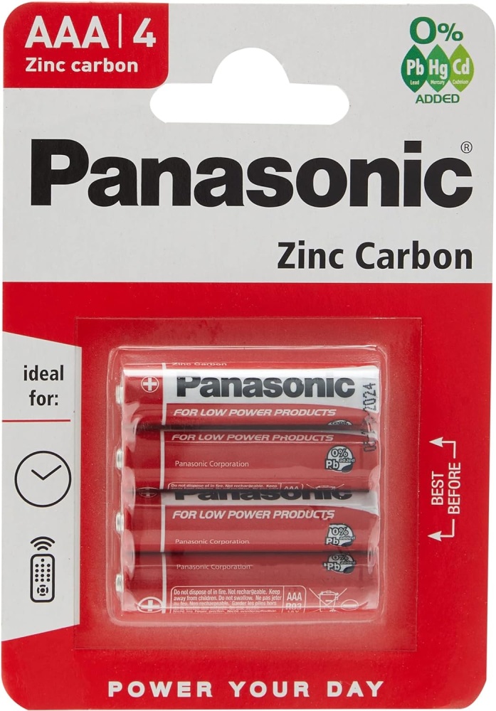 Panasonic Zinc AAA 4x Carded Batteries