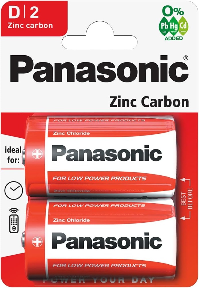 Panasonic Zinc D 2x Carded Batteries