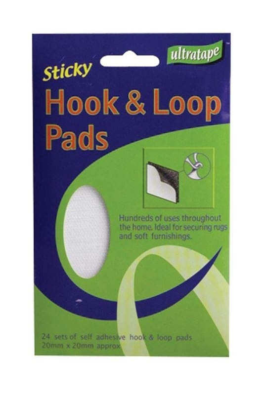 24 Ultra Hook & Loop Pads, 20mmx20mm