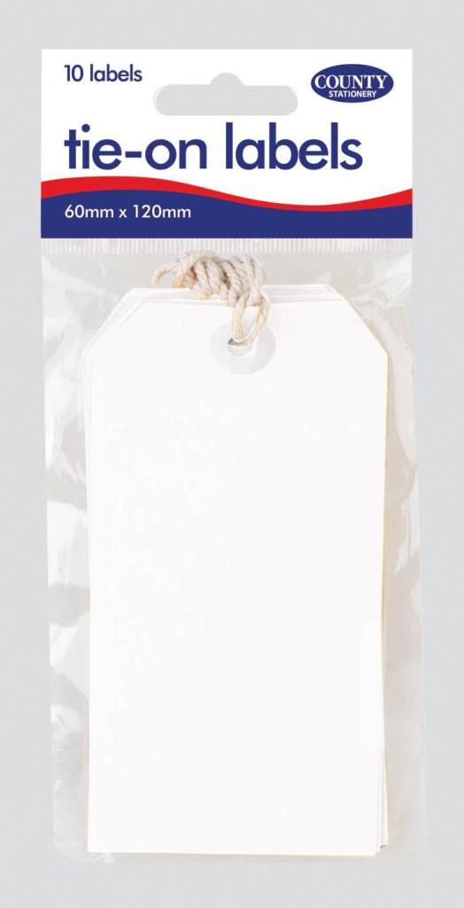 ParcelTag White Tie-on Strung Labels (10)