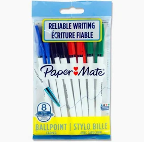 PaperMate Ballpoint Pen Assorted Colours 1.0mm Medium Pack of 8